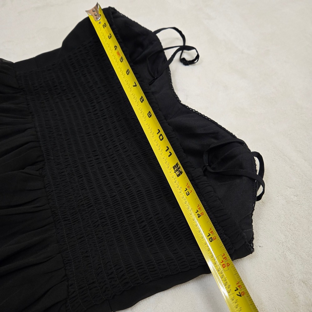 American Eagle Black Paisley Handkerchief Hem Bustier Dress Large L Lace Trim - Picture 7 of 14